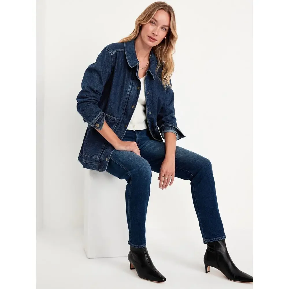 Old Navy Denim Barn Coat Jacket Women’s XLarge Button Front Chore Coat Excellent - Picture 5 of 6